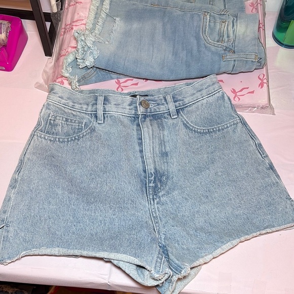 Blue Jean Shorts Distressed Cutoff Casual - Picture 4 of 7